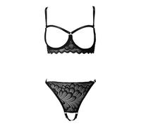 XFSRG Set di Lingerie Sexy per Donna Reggiseno con Ferretto e Perizoma con Spalline Design Regolabili Tulle Trasparente Lingerie Seducente Babydoll (Nero L)