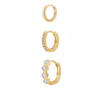 XFSRG Set di Orecchini da Donna in Oro Cerchi e Orecchini a Perno Placcati Oro 14K con Zirconi Set Impilabile per Piercing Multipli Ideale per Feste Matrimoni e Uso Quotidiano (Oro 2)