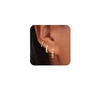 XFSRG Set di Orecchini Zirconi Placcati Oro 14K Cerchi alla Moda e Orecchini Geometrici per più Fori Gioielli Eleganti da Donna per Occasioni Festive (Oro)