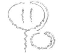 XFSRG Set Gioielli Donna 3 Pezzi Parure Collana Orecchini e Bracciale Strass Scintillanti Regolabili per Matrimonio e Serate Eleganti