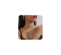 XFSRG Set Gioielli Donna 3 Pezzi Parure Collana Orecchini e Bracciale Strass Scintillanti Regolabili per Matrimonio e Serate Eleganti