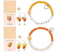 XFSRG Set Gioielli Donna Cocktail Aperol Spritz Braccialetto Perline e Orecchini Bicchiere Frutta Parure Gioielli Donna Moda Estiva Gioielli Bambina Festa