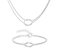 XFSRG Set Gioielli Donna Elegante Bracciali Oro e Argento Design Moderno per Ogni Occasione (Argento)