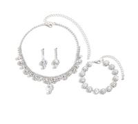 XFSRG Set Gioielli Donna Elegante Collana Bracciale Orecchini Cristallo Moda Accessori per Cerimonie e Feste