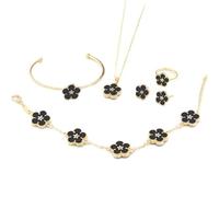XFSRG Set Gioielli Fiore Collana Bracciale Orecchini Anello Catena Oro Elegante Accessori Donna
