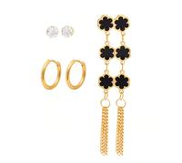 XFSRG Set Orecchini Donna 3 Paia Cuori Pendenti, Cerchi Dorati e Punto Luce, in Acciaio Titanio, Eleganti & Romantici per Outfit Diversi