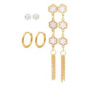 XFSRG Set Orecchini Donna 3 Paia Cuori Pendenti, Cerchi Dorati e Punto Luce, in Acciaio Titanio, Eleganti & Romantici per Outfit Diversi