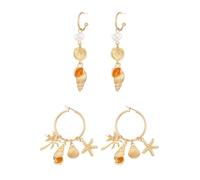 XFSRG Set Orecchini Donna con Conchiglie e Stella Marina da Spiaggia Orecchino Dorati in Lega Leggera Accessorio Boho Beach Gioielli