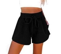 XFSRG Shorts Donna alla Moda per L'Estate Pantaloncini Vita Alta Design con Lacci Short da Spiaggia per Fitness Corsa e Yoga