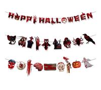 XFSRG Spaventose Halloween Decorazione Ghirlanda con Coltelli Insanguinati e Lettere in Carta per Casa degli Orrori Festa e Giardino (Multicolore-3)