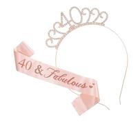 XFSRG Tiara Donna Compleanno Strass Corona 40 Anni con Cinturini Lusso e Glitter Accessori per Feste di Compleanno