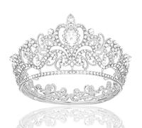 XFSRG Tiara Donna Tondo con Cristalli Lusso Leggero Corona Strass Scintillanti Adatto per Compleanno Festa Matrimonio