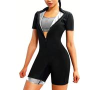 XFSRG Tuta Donna Completa da Sauna Maniche Corte Snellente Sudorazione Body Shaper con Cerniera per Fitness Corsa Allenamento(L)