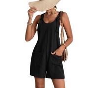 XFSRG Tutina Donna Corta Ampia Estiv Elegante Jumpsuit Donna Bodysuit Nera Jumpsuits Tuta con Tasche Solidi Casual a Gamba Larga Pagliaccetti（M）