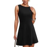 XFSRG Vestito Donna Sexy Senza Maniche Elegante Orlo a Volant con Scollo Rotondo Moda Miniabito per Cocktail Party(Nero/S)