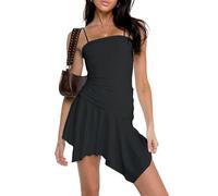 XFSRG Vestito Donna Spaghetti Strap Abito Asimmetrico Elegante Cerimonia Vestiti Estivi Corto Abiti da Festa Cocktail Party Dress Spalline Sottili