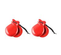 XFUYI 2 Pezzi Nacchere Tradizionali in Legno Nacchere Spagnole Nacchere per Danza Flamenco con Corda Batacchio a Mano Strumento Musicale Orff Rosso