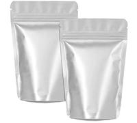 XFXIA Confezione da 100 sacchetti in mylar - a prova di odore, chiusura lampo in alluminio, richiudibili, per conservare alimenti, caramelle, biscotti, sali da bagno (10,2 x 15,2 cm, argento)