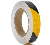 XFXIA Nastro Catarifrangente Adesivo Nero Giallo 2.5cm x20m Strisce Catarifrangenti Adesive Nastro Riflettente Adesivo Stradale Promemoria Di Sicurezza Ad Alta Per Auto Moto Attività Notturna