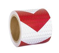 XFXIA Nastro Riflettente Rosso e Bianco 10cm*10m Nastro Catarifrangente Adesivo Autoadesivo Ad Alta Intensità per Veicoli Rimorchi Auto Notte Catarifrangenti Adesivi per Strutture Stradali