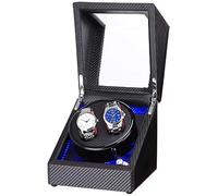 XFZJCHAP Black Watch Winder Box per Doppi Orologi Automatici, Custodia per Vento Automatica, con Luce a LED Blu, Accessori per Motori Super tranquillistici, B, B, B,