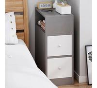 XFZJCHAP Comodino, mini piccolo armadietto ultra-narro d tavolo da tavolo con 2 cassetti e scaffali operativi facili per il soggiorno del comodino della camera da letto per la casa, A-25 * 30 * 66cm