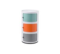 XFZJCHAP Comodino rotondo nordico, 2 livelli/3 livelli/4 livelli, plastica con cassetti e porta scorrevole, moderno per il comodino camera da letto