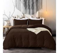 XFZJCHAP Copertura del Piumino Classico Seersucker Set 3 Pezzi Microfibra Traspirante Marrone Set King 220 x 230 cm