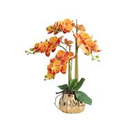 XFZJCHAP Fiore Artificiale in Vaso Fiori Artificiali con Orchidee palaenopsis Fino Fiore Falso nei centrotavola di Vaso per Tavolo da Pranzo, Soggiorno, Giallo