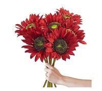 XFZJCHAP Fiori Artificiali Fiori Finti 6 PC S. Girasoli di Seta Artificiale Fiori Finti Bouquet di Massa per centratavola da Tavolo da Sposa Decorazioni Floreali (Colore: Blanc) (Rosso)