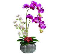 XFZJCHAP Fiori Artificiali Orchide di Seta Bonsai Artificiali Phalaenopsis con Vaso Usato per la Festa di casa Home Office Fare Flower Flower Bonsai Purple Flow Flow