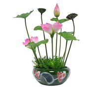 XFZJCHAP Orchide Fiori Artificiali Finori Finti Loto Artificiale Bonsai Blu e Bianca piantatrice in Porcellana Decorazione Fiore Artificiale Floreale per Tutte Le Stagioni Look Naturale
