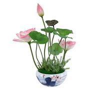 XFZJCHAP Orchide Fiori Artificiali Finori Finti Loto Artificiale Bonsai Blu e Bianca piantatrice in Porcellana Decorazione Fiore Artificiale Floreale per Tutte Le Stagioni Look Naturale