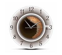 XFZJCHAP Orologio da Parete di caffè con Schiuma Decorativa Decorativa Orologio da Parete Decorazione Cucina Decorazione caffettiera Cartello da Parete Orologio da Parete caffetteria