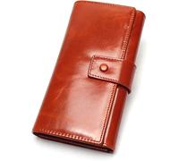 XFZJCHAP Portafogli di carta Guine in pelle Portafoglio Wom Fritch Borsa femmina Porta di cartoncino lungo la donna (colore: vino rosso)