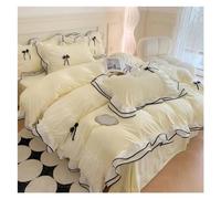 XFZJCHAP Set Trapunta Biancheria da Letto, Set Biancheria da Letto in Stile con Fiocco Copripiumino Matrimoniale Queen Size per Ragazze Rosa Senza Kit federe per Lenzuola Piatte Imbottite