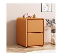 XFZJCHAP Tavolino da letto comodino in pelle finta semplice moderno mobile per camera da letto moderna mobile arancione, supporto notturno, tavolo laterale, 2 cassetti, supporto notturno da 18,8
