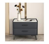 XFZJCHAP Tavolino da letto moderno comodino in pelle artificiale semplice semplice ardesia in legno mobile rettangolo camera da letto armadietto 2 cassetto portaoggetto (l50xd40xh45cm)