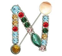 XGALBLA Spilla da bavero con 26 lettere inglesi dalla A alla Z, placcata in metallo con pietra trasparente e cristallo colorato (2 colori), Metallo Strass Cristallo, cistale