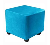 XGANGM Elasticizzato Copri Pouf Quadrato Velluto 40 x 40/60x60/90x90cm Fodera Pouf Quadrato Small Copri Pouf Ottomano Quadrato e Copridivano Copri Poggiapiedi,Bluegreen,40x40cm(16x16in)