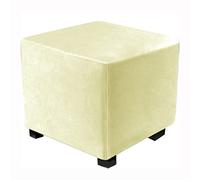 XGANGM Elasticizzato Copri Pouf Quadrato Velluto 40 x 40/60x60/90x90cm Fodera Pouf Quadrato Small Copri Pouf Ottomano Quadrato e Copridivano Copri Poggiapiedi,Beige,60x60cm(24x24in)