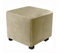 XGANGM Velluto Copri Pouf Quadrato Elasticizzato Copri Pouf Ottomano Quadrato e Copridivano Fodera Pouf, per Small 36/38/40/45/50/60cm Quadrati Poggiapiedi,Taupe,14x14inch