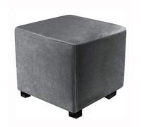 XGANGM Velluto Copri Pouf Quadrato Elasticizzato Copri Pouf Ottomano Quadrato e Copridivano Fodera Pouf, per Small 36/38/40/45/50/60cm Quadrati Poggiapiedi,Dark Gray,15x15inch