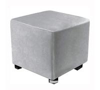 XGANGM Velluto Copri Pouf Quadrato Elasticizzato Copri Pouf Ottomano Quadrato e Copridivano Fodera Pouf, per Small 36/38/40/45/50/60cm Quadrati Poggiapiedi,Light Grey,24x24inch
