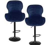 XGANGM Velluto Copri Sgabello Bar con Schienale Elasticizzate, Fodere Sedie da Pranzo 4/2 Pezzi Fodere per Sgabelli da Bar Girevoli Curvo Copertura Sedie Ufficio Cucina,Royal Blue,2PCS