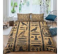 XGASVBKWA Ancient Egyptian hieroglyphsSet Di Copripiumino microfibra morbida 3 Pezzi stampa 3D con cerniera Historical copripiumino con federe soffice ultra morbido for ragazze Single（140x200cm）