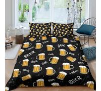 XGASVBKWA Beer mugscopripiumino morbida microfibra 3 Pezzi stampa 3D con cerniera hand drawn pattern Set Di Copripiumino con federa soffice morbida for adolescenti Super king（260x220cm）