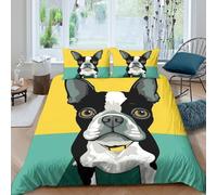 XGASVBKWA Boston Terrier dogSet Di Copripiumino morbida microfibra 3 Pezzi stampa 3D con cerniera Cartoon pet illust copripiumino incluso federe aiosa ultra morbido for ragazze Super king（260x220cm）