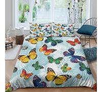 XGASVBKWA Butterfly patterncopripiumino morbida microfibra 3 Pezzi stampa 3D con cerniera Tropical leaf design Set Di Copripiumino incluso federe aiosa morbida for adolescenti Double（200x200cm）