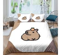XGASVBKWA Capybara with orangecopripiumino microfibra Set di 3 Pezzi stampa 3D con cerniera cute cartoon style Set Di Copripiumino con federe traspirante morbida for ragazzi King（220x240cm）